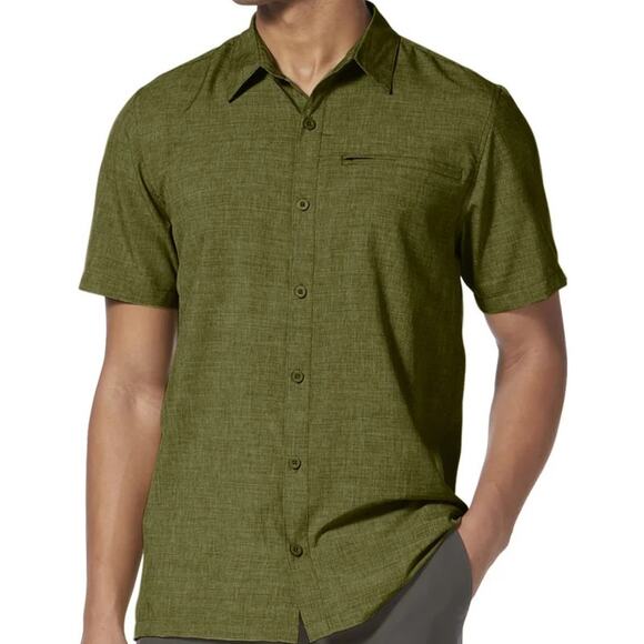 Royal Robbins Amp Lite Short Sleeve Button Up Shirt Pocket Lightweight Green XXL - Picture 1 of 6